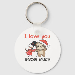 Sloth I Love You Snow Much Snowman Pun Key Ring