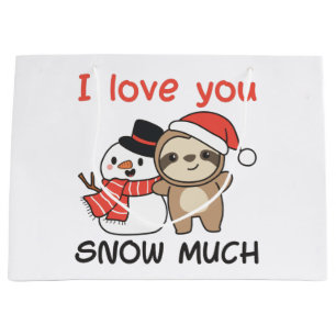Sloth I Love You Snow Much Snowman Pun Large Gift Bag