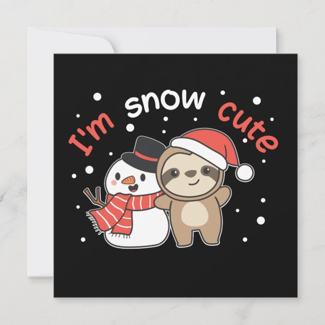 Sloth I'm Snow Cute Snowman Snow Pun Invitation (Front)