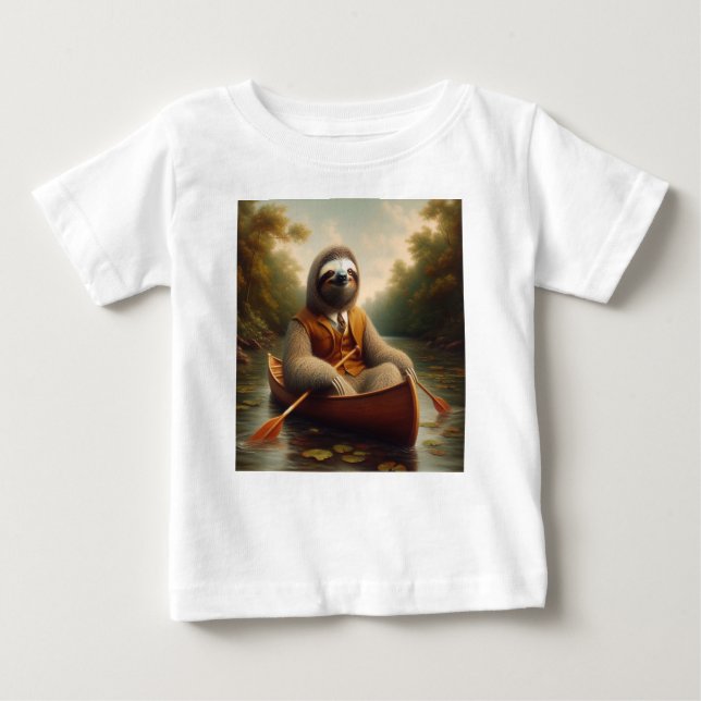 Sloth In A Canoe Baby T-Shirt (Front)
