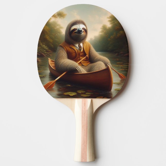 Sloth In A Canoe Ping Pong Paddle (Front)