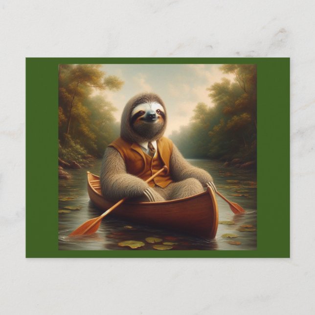 Sloth In A Canoe Postcard (Front)