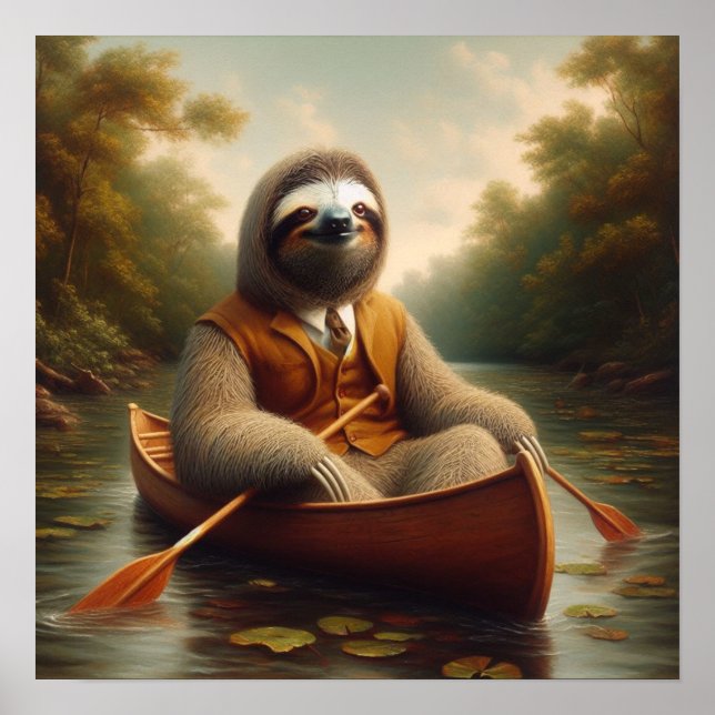 Sloth In A Canoe Poster (Front)