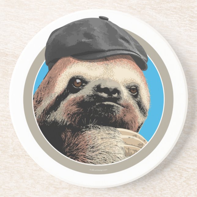 Sloth (in Baker Boy hat) Coaster (Front)