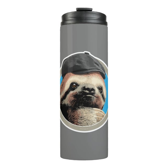 Sloth (in Baker Boy hat) Thermal Tumbler (Front)