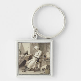 Sloth in the Kitchen, from a series of prints depi Key Ring