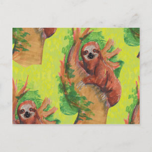 sloth in the tree postcard
