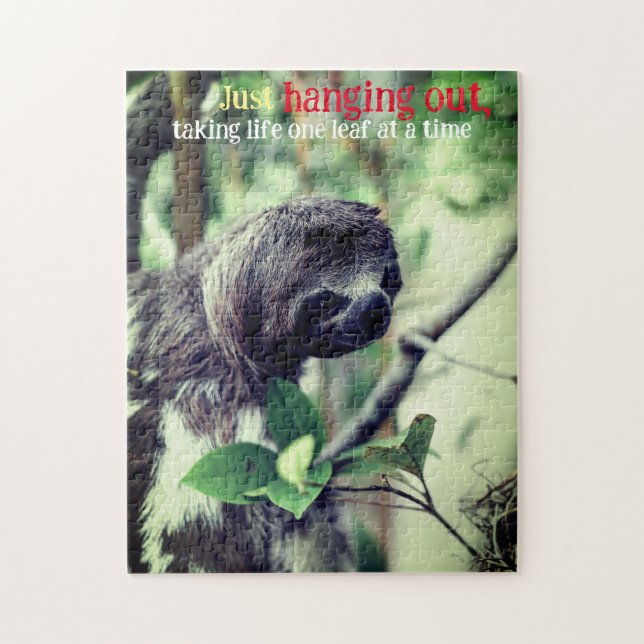 Sloth in tree photo jigsaw puzzle (Vertical)