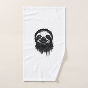 Sloth Ink Art Grunge Jungle Wildlife Portrait Lazy Hand Towel