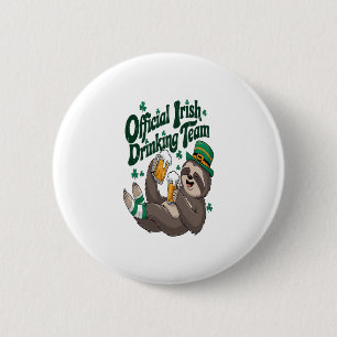 Sloth Irish Drinking St Patrick's Day 6 Cm Round Badge