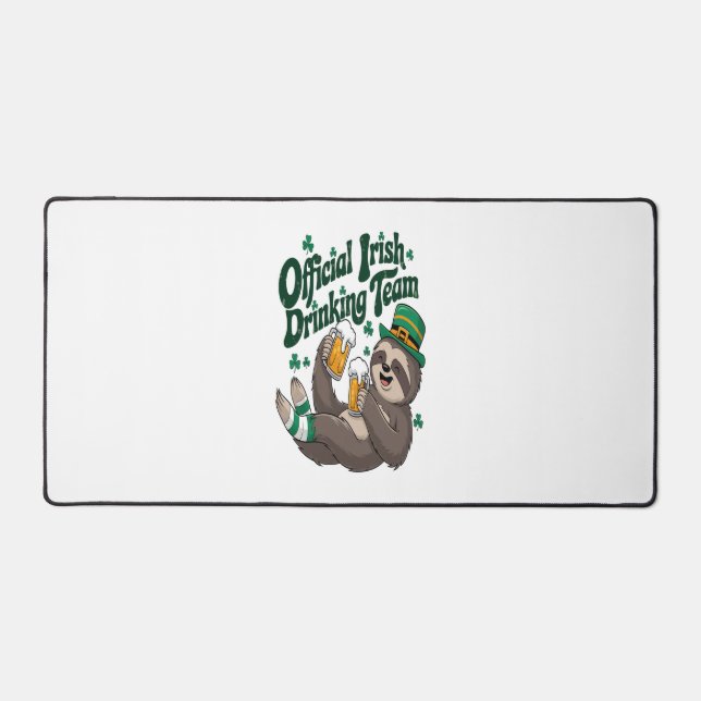 Sloth Irish Drinking St Patrick's Day Desk Mat (Front)