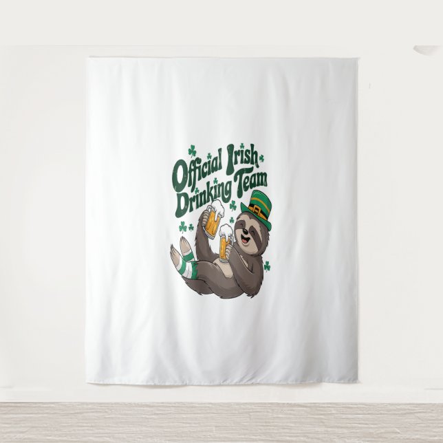 Sloth Irish Drinking St Patrick's Day Tapestry (Front)
