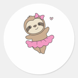 Sloth Is Dancing Ballet Cute Sloths Are Dancing Classic Round Sticker