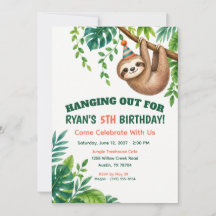 Sloth Jungle Green Hanging Out Birthday Party