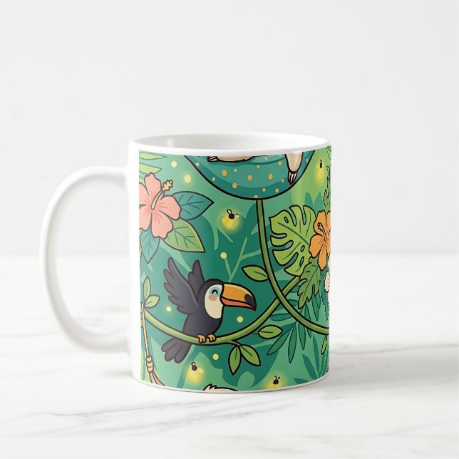 Sloth Jungle Hammock Mug – Cute Lazy Pattern (Left)