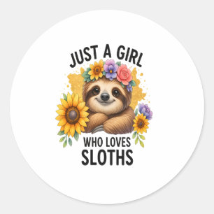 Sloth Just a Girl Who Loves Sloth Classic Round Sticker