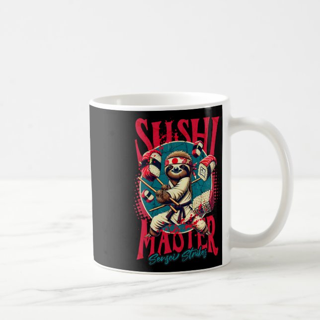 Sloth Karate Sushi Master  Coffee Mug (Right)