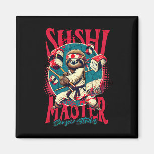 Sloth Karate Sushi Master  Magnet