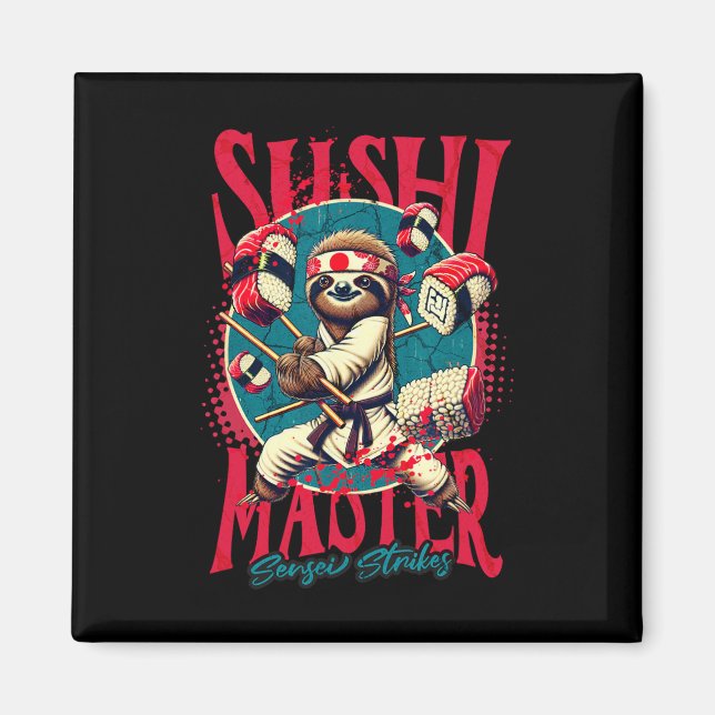 Sloth Karate Sushi Master  Magnet (Front)