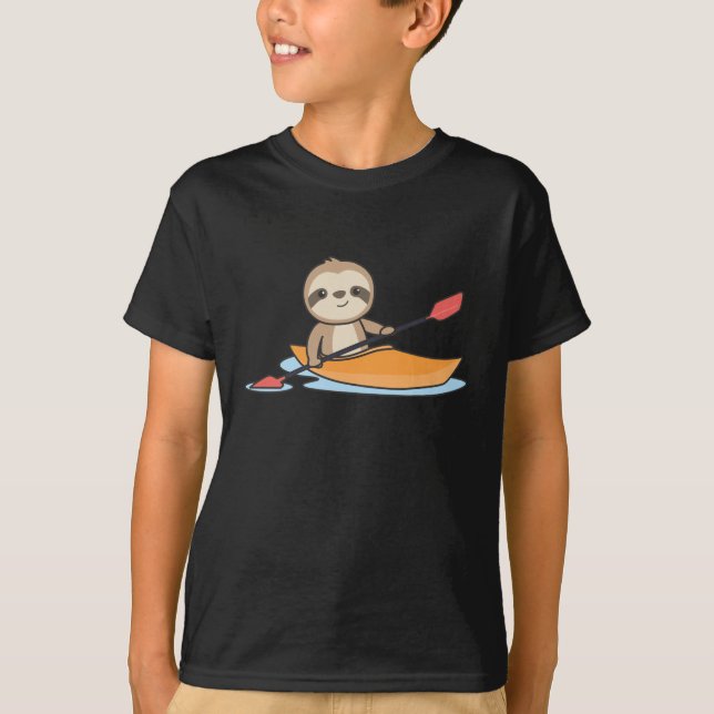 Sloth Kayak Team Paddling Funny Sloths T-Shirt (Front)
