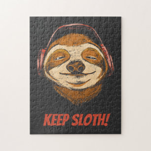 Sloth Keep Calm in chillin vintage Sloth Mode Jigsaw Puzzle