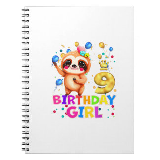 Sloth Kids 9 Year Old Sloth 9th Birthday Party T-S Notebook