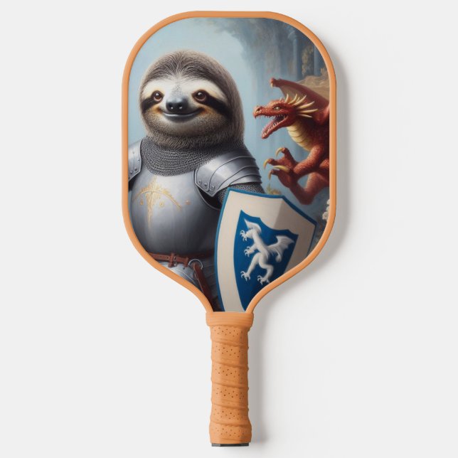 Sloth Knight Fighting Dragons Pickleball Paddle (Front)