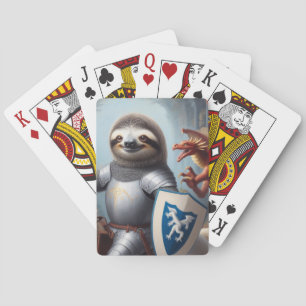 Sloth Knight Fighting Dragons Playing Cards