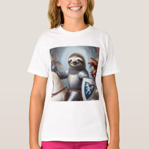 Sloth Knight Fighting Dragons T-Shirt