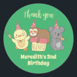 Sloth Koala Duck Party Animal Kids Birthday Party Classic Round Sticker<br><div class="desc">Cute party favours for kids,  boys or girls who love animals. Perfect for kids birthday party,  party favours and thank you label. You can also customise the text for baby shower or other occasion and party.</div>