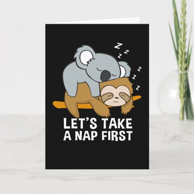 Sloth Koala Sleeping Late Riser Cute Card (Front)