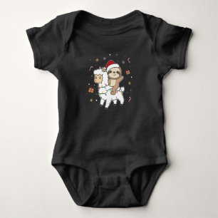 Sloth Lama Christmas Snow Winter Animals Baby Bodysuit