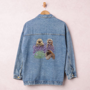Sloth Lavender Shirt Womens Sloth Clothing Mother Denim Jacket