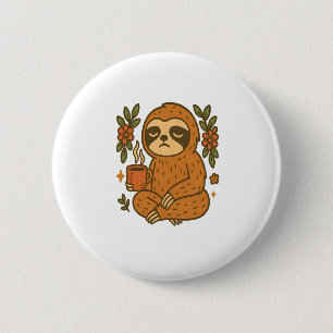 Sloth Lazy Sleepy Sloth 6 Cm Round Badge