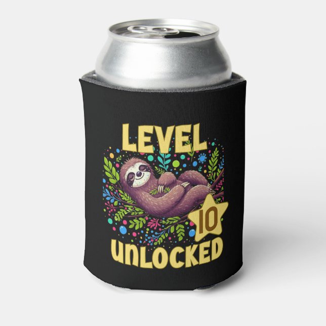 Sloth Level Unlocked Birthday Gamer Design Can Cooler (Can Back)
