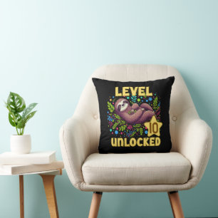 Sloth Level Unlocked Birthday Gamer Design Cushion