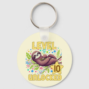 Sloth Level Unlocked Birthday Gamer Design Key Ring