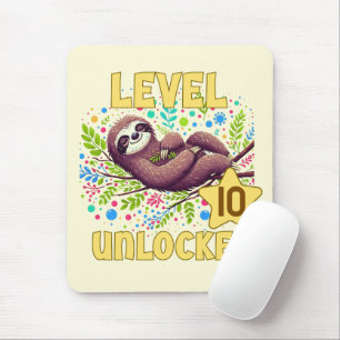 Sloth Level Unlocked Birthday Gamer Design Mouse Pad