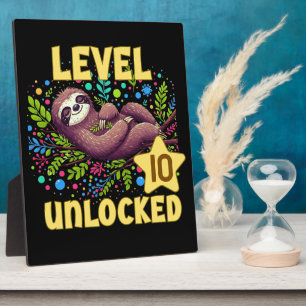 Sloth Level Unlocked Birthday Gamer Design Plaque