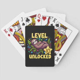 Sloth Level Unlocked Birthday Gamer Design Playing Cards