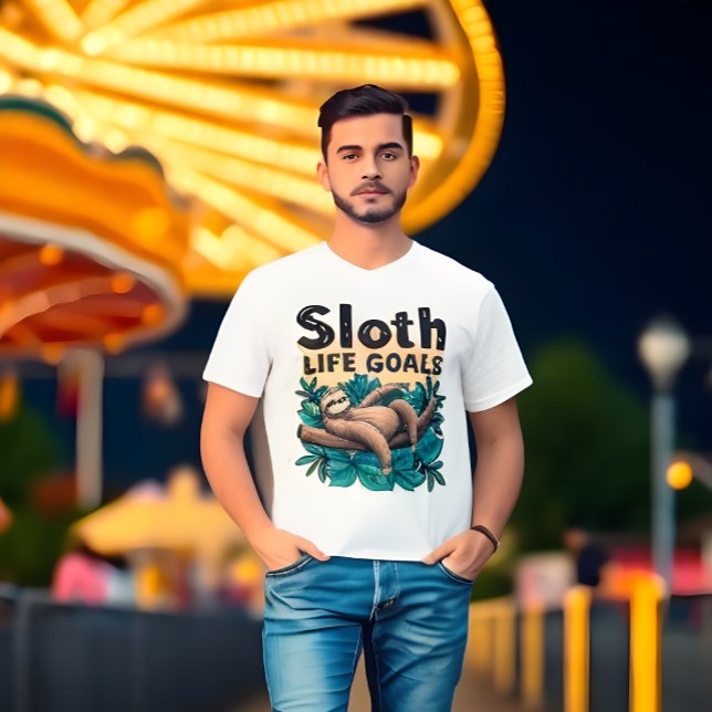 Sloth Life Goals – Funny Meme T-Shirt (Sloth Life T-Shirt )