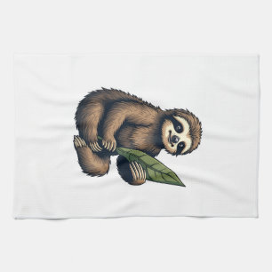 Sloth Line Engraving Classic Animal Tee (2) Tea Towel