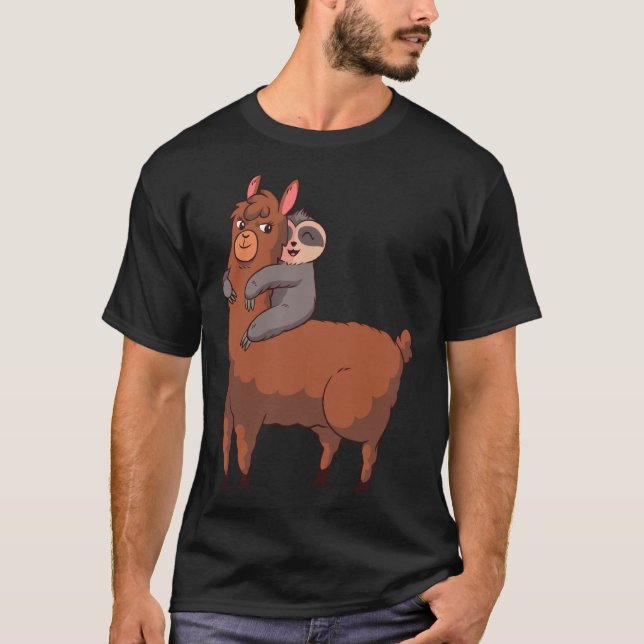 Sloth Llama Hugging T-Shirt (Front)