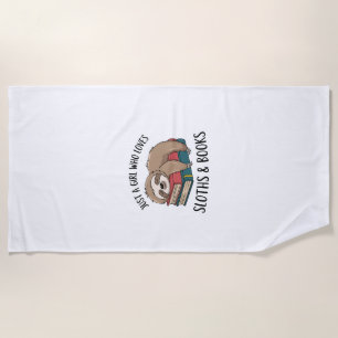 Sloth Lover Book Reading T-shirt Design Beach Towel