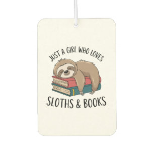 Sloth Lover Book Reading T-shirt Design Car Air Freshener