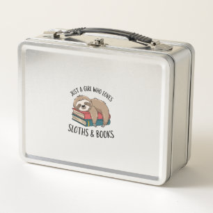 Sloth Lover Book Reading T-shirt Design Metal Lunch Box
