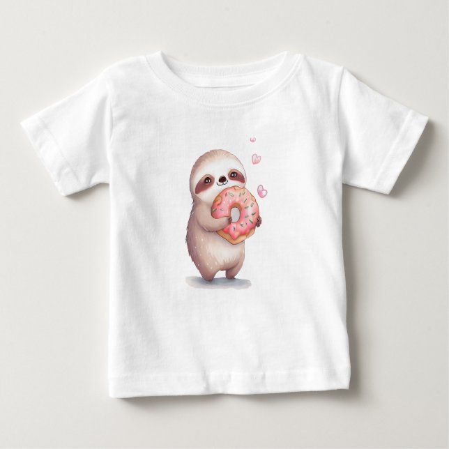 Sloth Loves Donut Baby T-Shirt (Front)