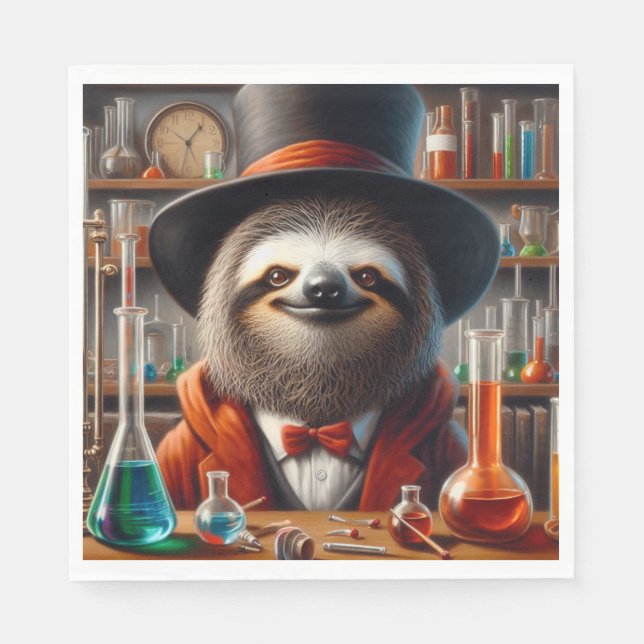 Sloth Mad Scientist Napkin (Front)