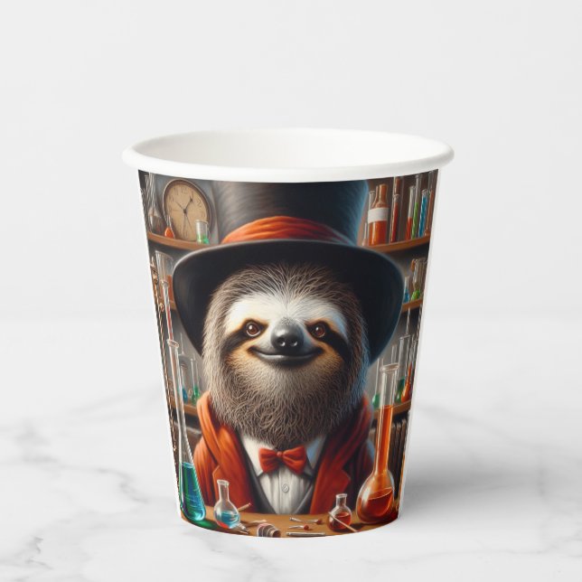 Sloth Mad Scientist Paper Cups (Front)