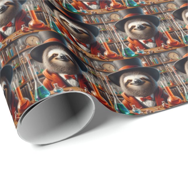 Sloth Mad Scientist Wrapping Paper (Roll Corner)